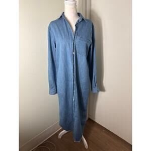 Frank & Eileen Blue Long Sleeve "Denim" Button Up Shirt Dress Sz S